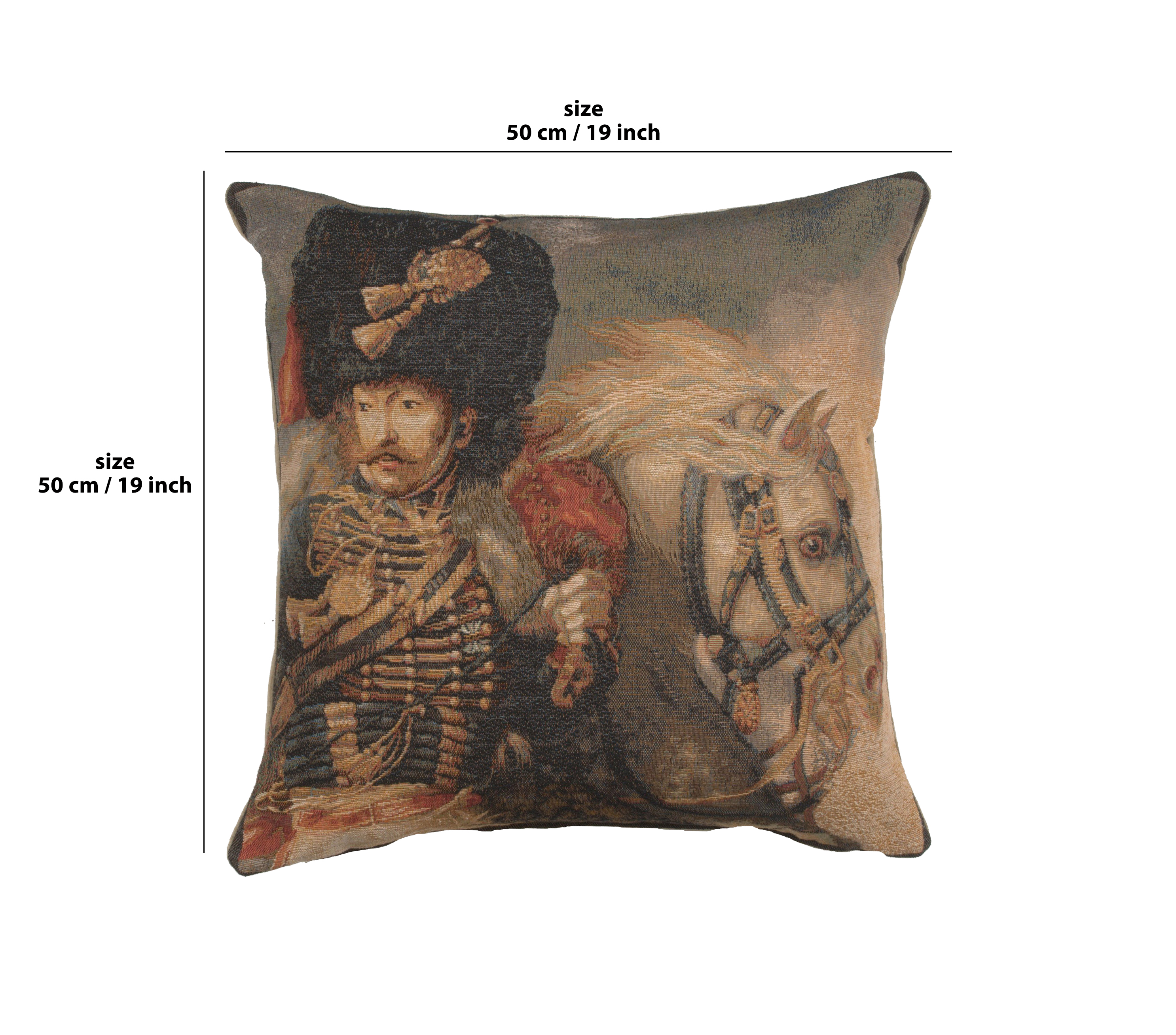 Officer of the Guard French Tapestry Pillow Cover 19x19 Inch Cotton Jacquard Woven Cushion Cover