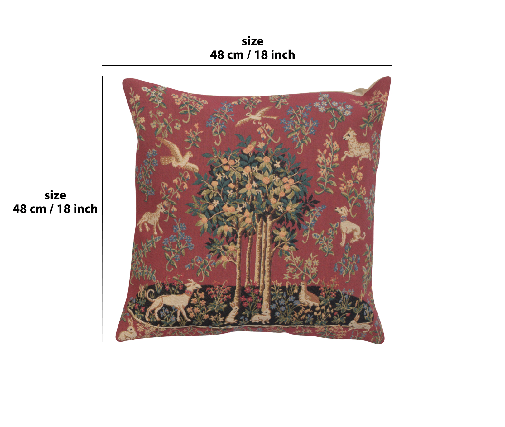 Medieval Vintage Unicorns I Tapestry Pillow Cover 18x18 Inch Cotton Jacquard Woven Cushion Cover