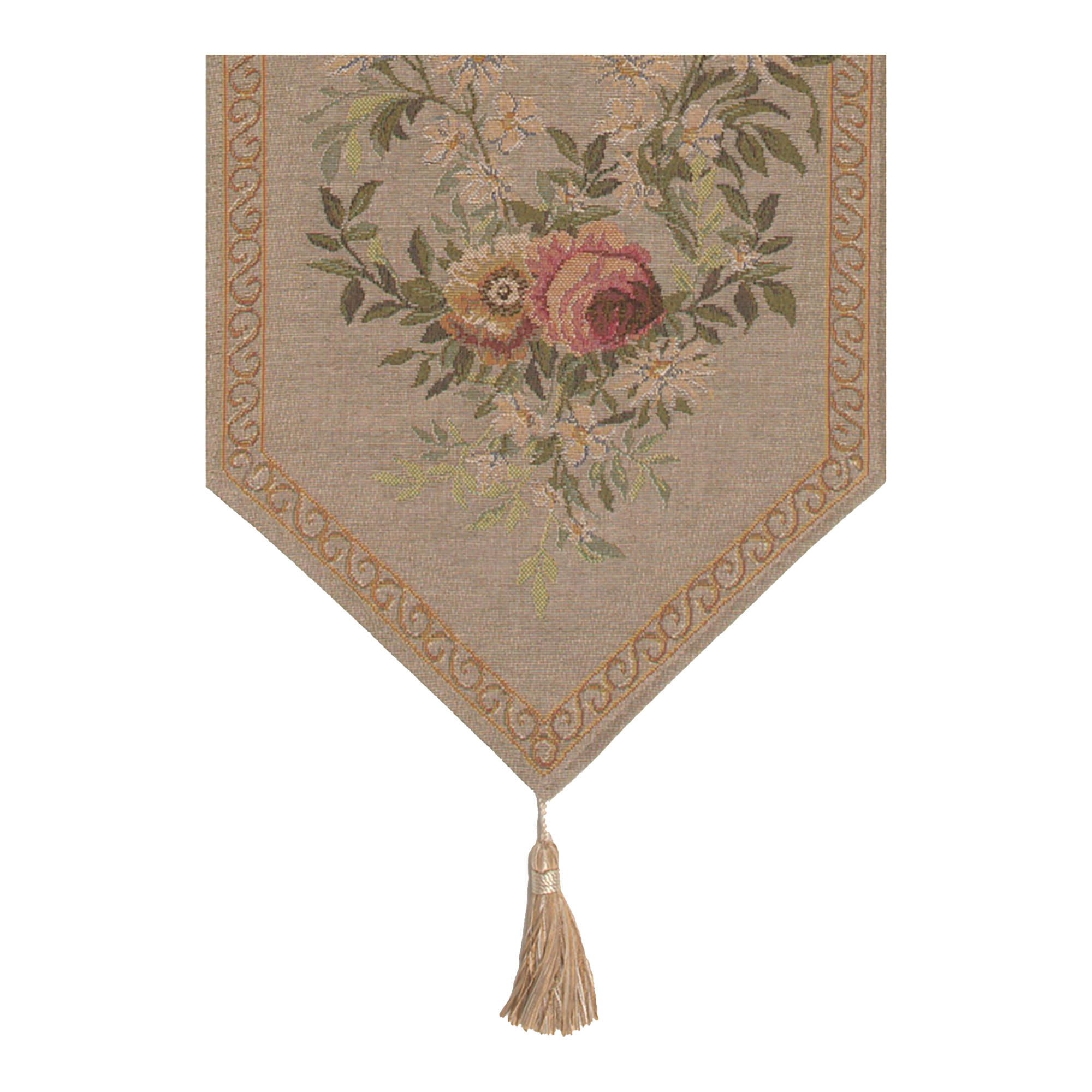 Aubusson Light I Small French Jacquard Woven Table Runner 33x14 Inch Traditional Decor