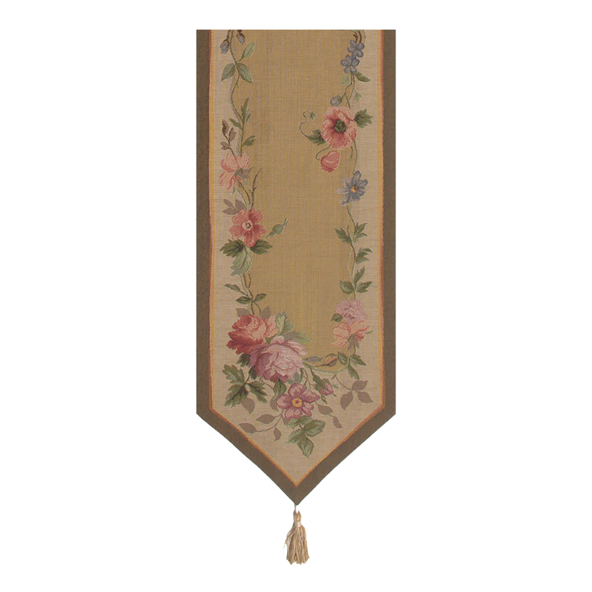 French Floral Roses Jacquard Woven Table Runner 72x14 Inch Traditional French Floral Decor