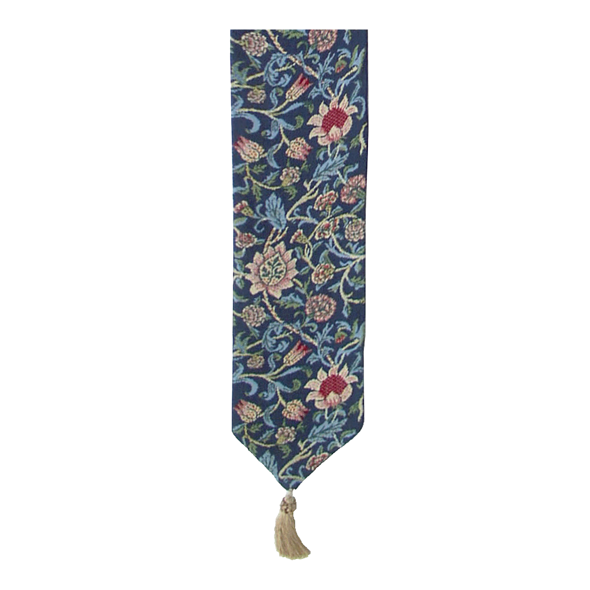 William Morris Fleurs de Morris Blue Tapestry Bell Pull 42 x 6 in Floral Jacquard Woven Decorative Decor