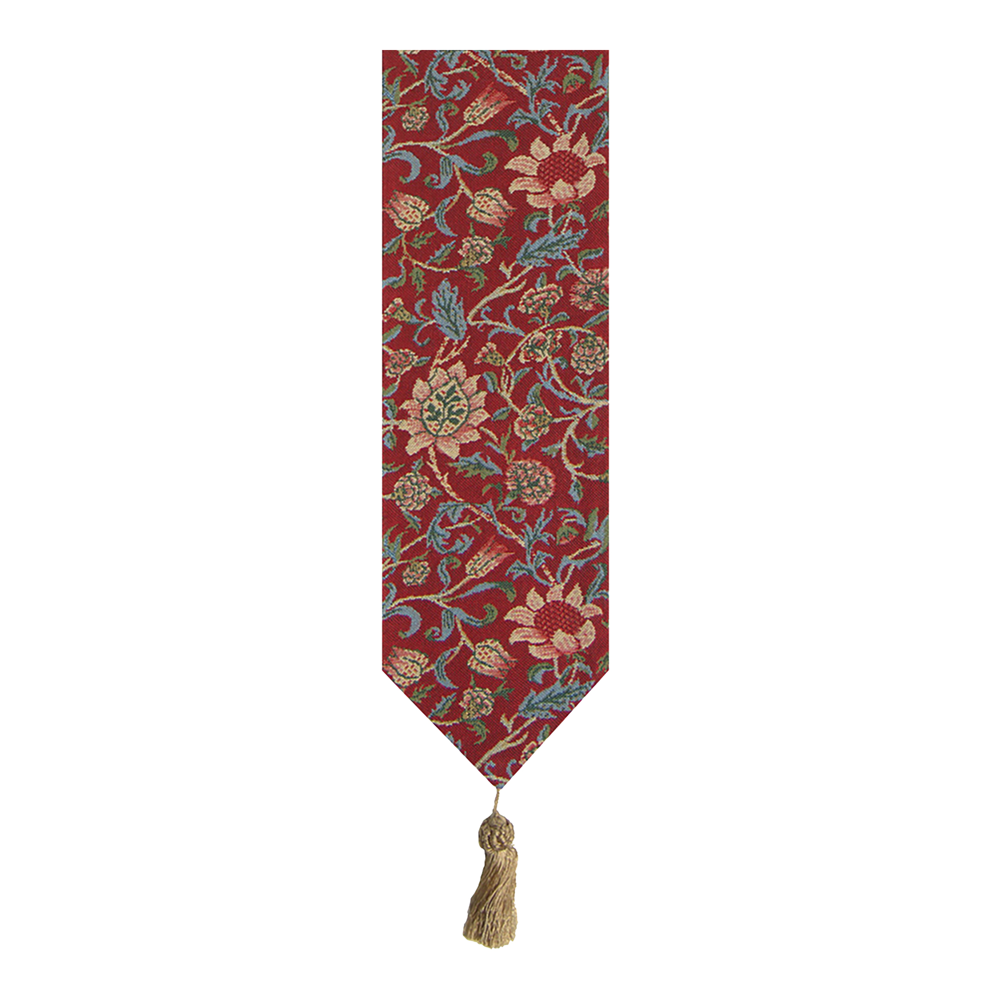 William Morris Fleurs de Morris Red Tapestry Bell Pull 42 x 6 in Floral Jacquard Woven Decorative Decor