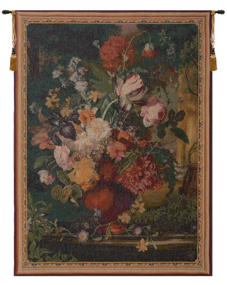 Bouquet Flamand French Tapestry Wall Hanging 44x33 Inch Cotton Jacquard Woven Wall Tapestry