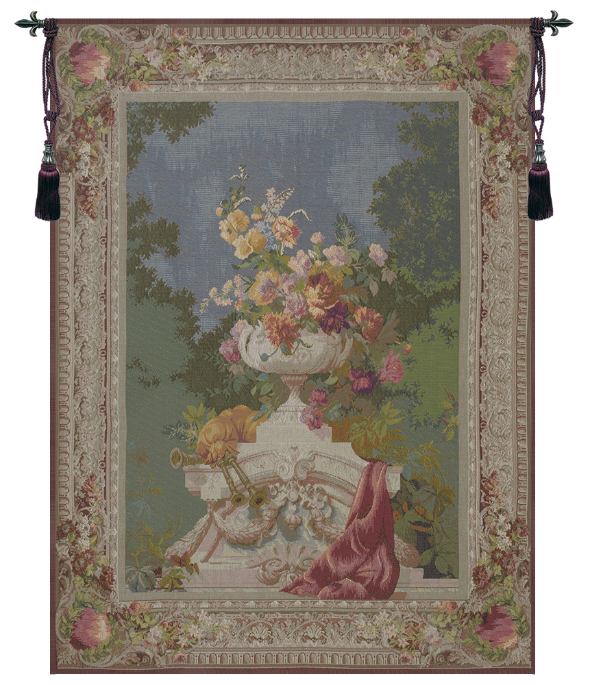 Ornamental Floral French Tapestry Wall Hanging 58x44 Inch Cotton Jacquard Woven Wall Tapestry