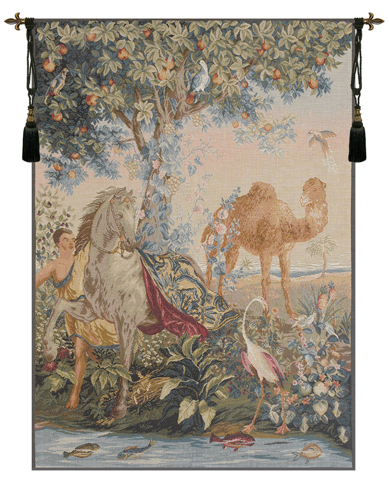 Cheval Drape II Forest Tapestry Wall Hanging 40 x 29 in Medieval Horse Woodland Jacquard Woven Wall Art