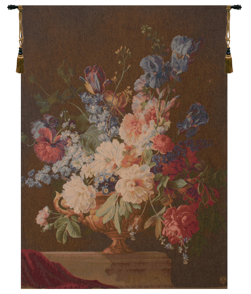 Pierre Joseph Redoute Bouquet Iris Fonce French Tapestry Wall Hanging 58x44 Inch Cotton Jacquard Woven Wall Tapestry