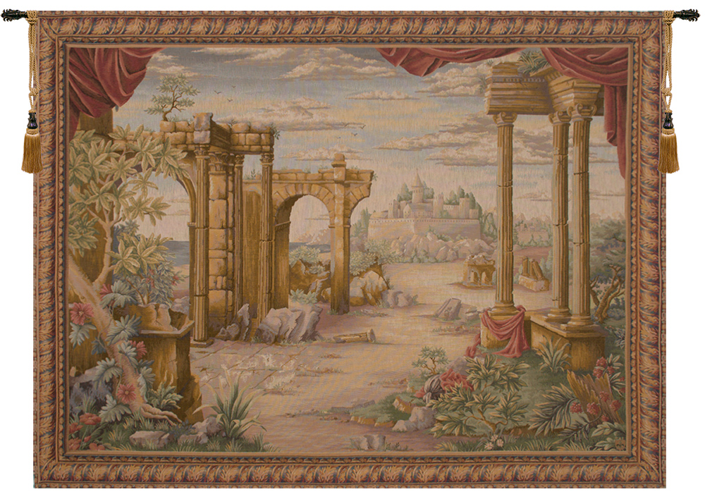 Vue Antique Without People French Tapestry Wall Hanging 60x80 Inch Cotton Jacquard Woven Wall Tapestry