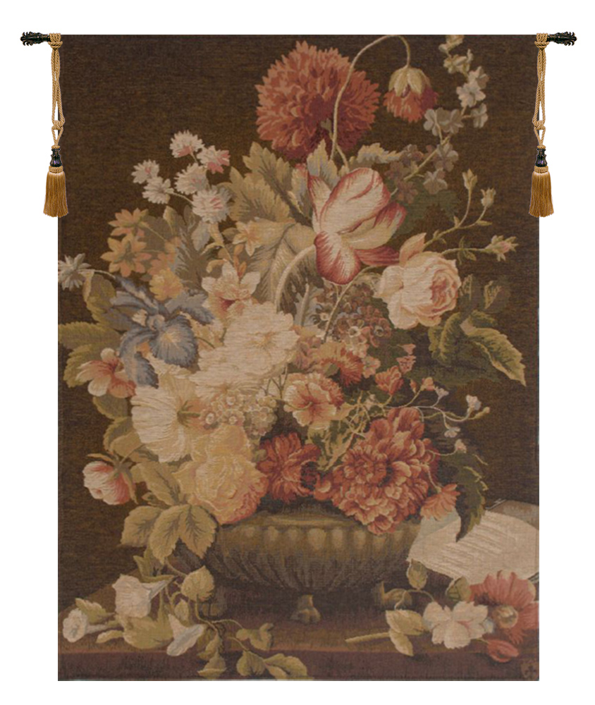 Pierre Joseph Redoute Bouquet Tulipe Fonce French Tapestry Wall Hanging 37x27 Inch Cotton Jacquard Woven Wall Tapestry