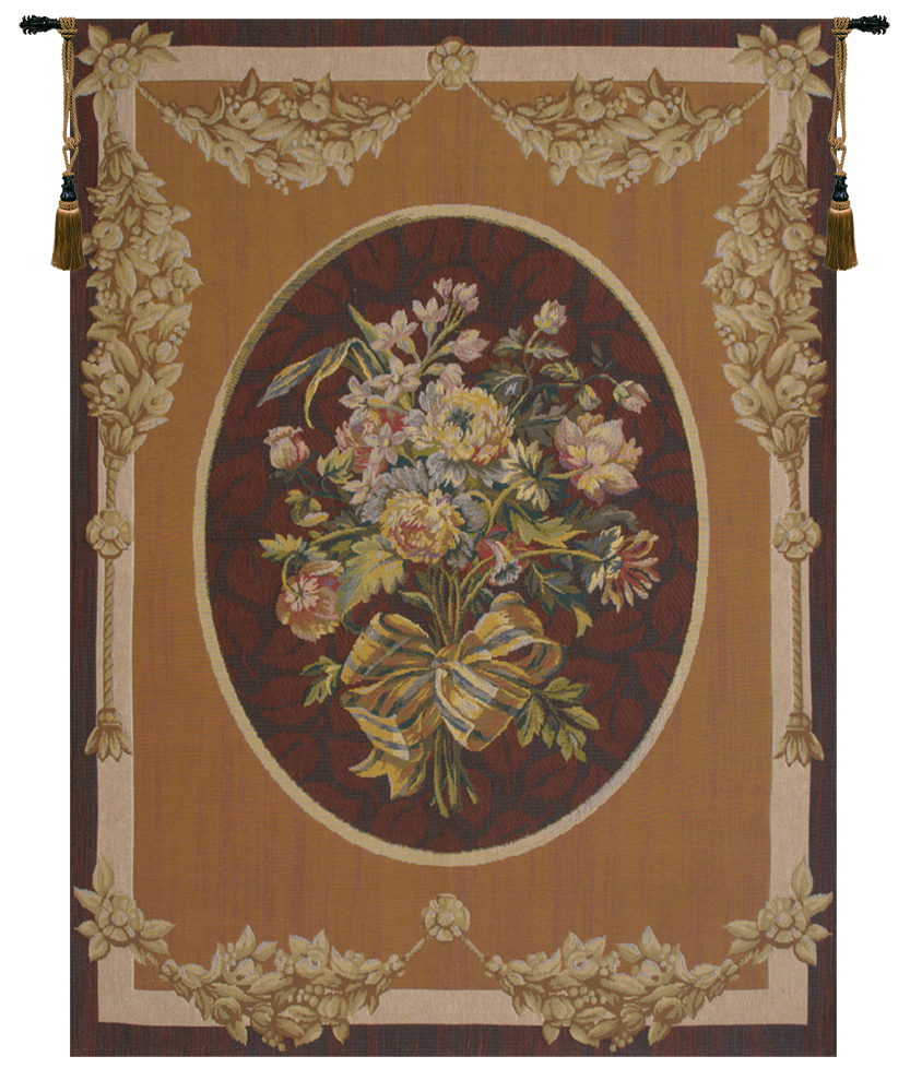 Pierre Joseph Redoute Petit Bouquet en Jaune French Tapestry Wall Hanging 58x43 Inch Cotton Jacquard Woven Wall Tapestry