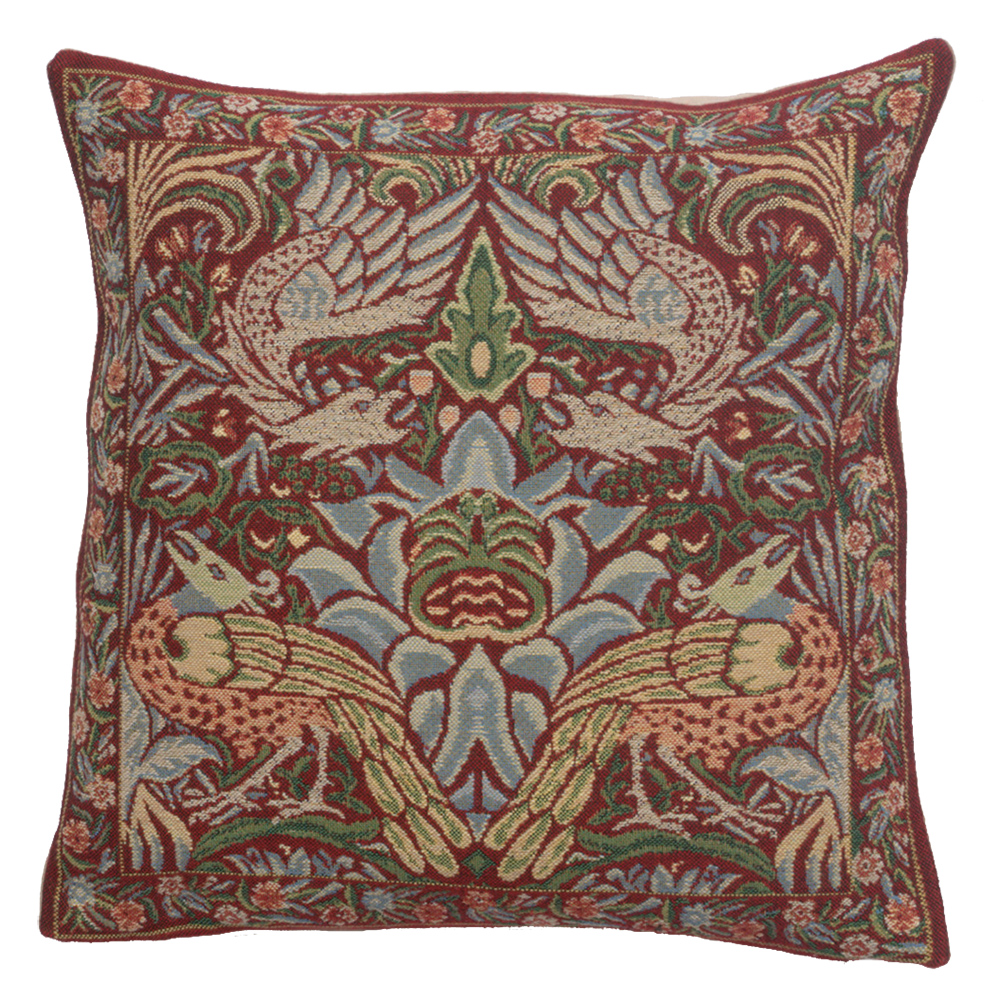 Red Dragon Belgian Tapestry Pillow Cover 16x16 inch Cotton Jacquard Woven Cushion Cover