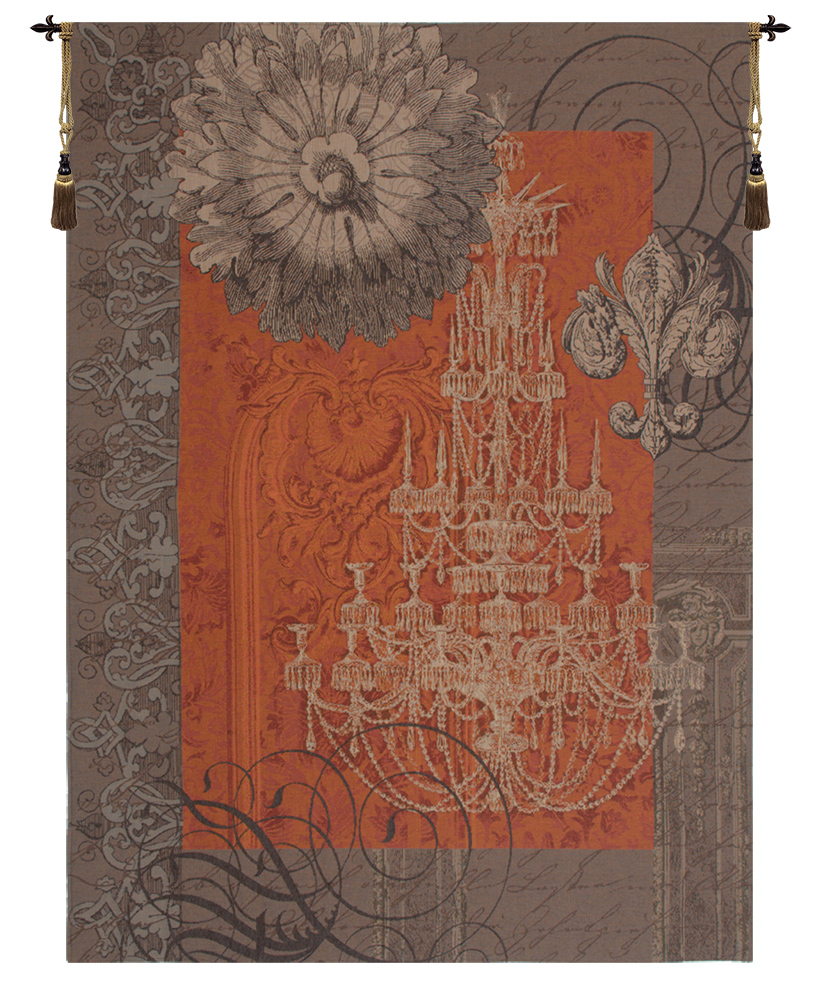 Corley Le Grand Lustre Orange French Tapestry Wall Hanging 58x44 Inch Cotton Jacquard Woven Wall Tapestry