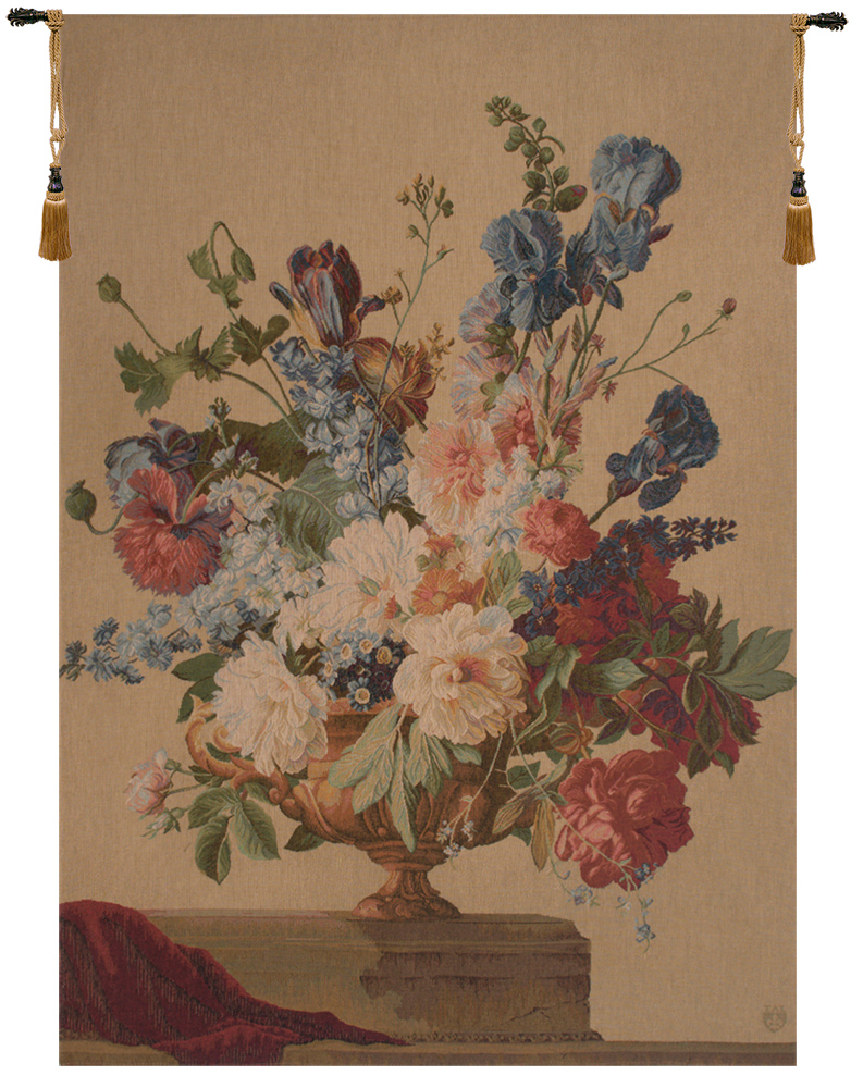 Bouquet Iris Clair French Tapestry Wall Hanging 58x44 Inch Cotton Jacquard Woven Wall Tapestry