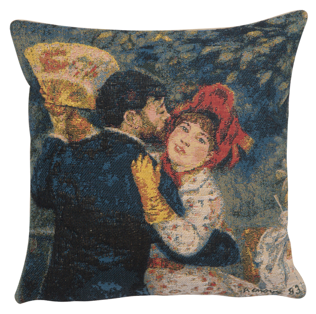 Danse A La Campagne Belgian Tapestry Pillow Cover 13x13 Inch Cotton Jacquard Woven Cushion Cover