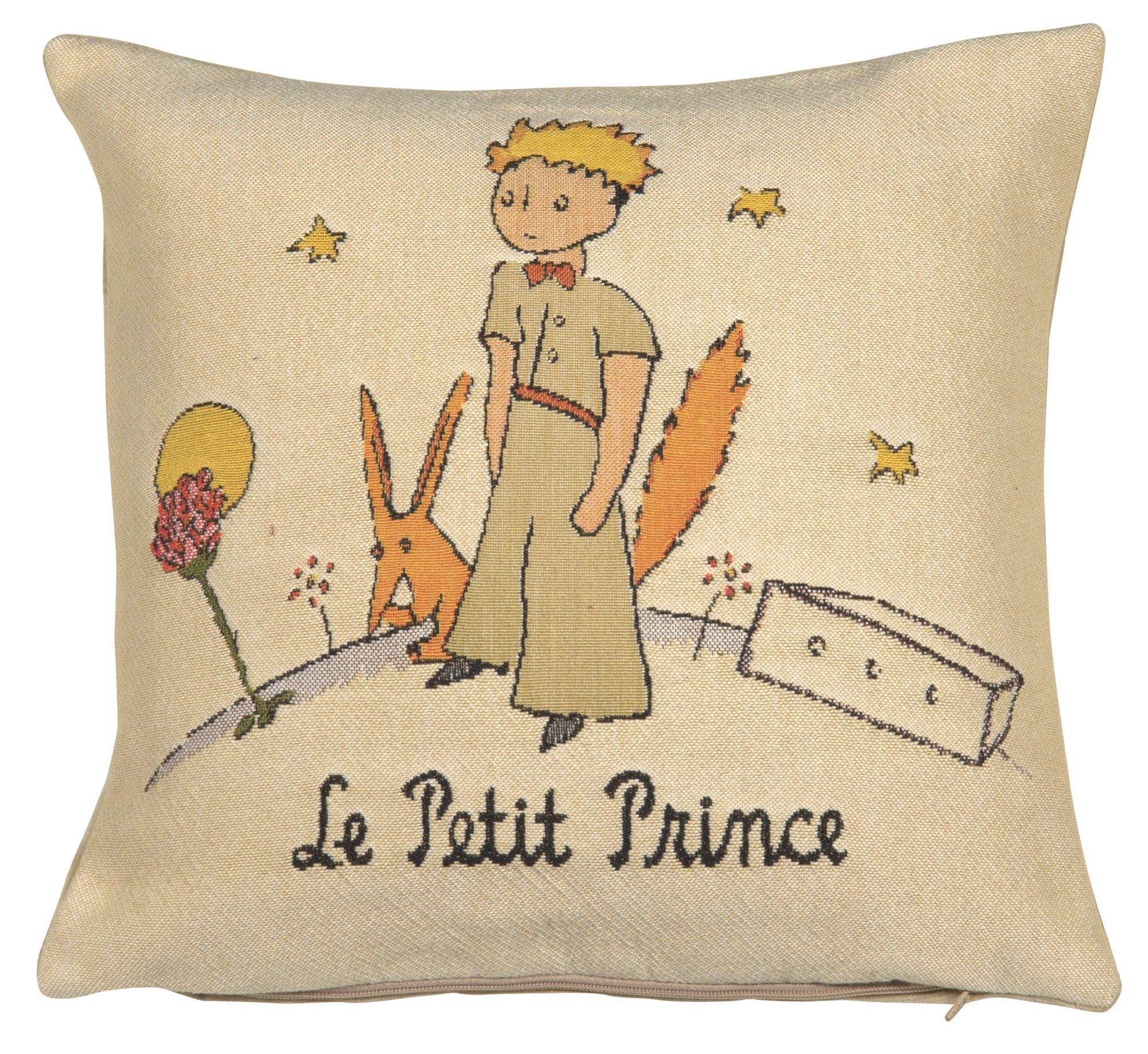 Antoine de Saint-Exupery The Little Prince Tapestry Pillow Cover 14x14 Inch Cotton Jacquard Woven Cushion Cover