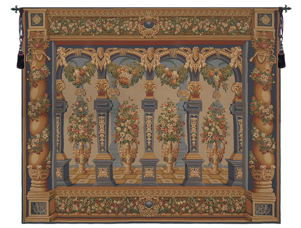 Loggia Columns European Tapestry Wall Hanging 106x122 Inch Cotton Jacquard Woven Wall Tapestry