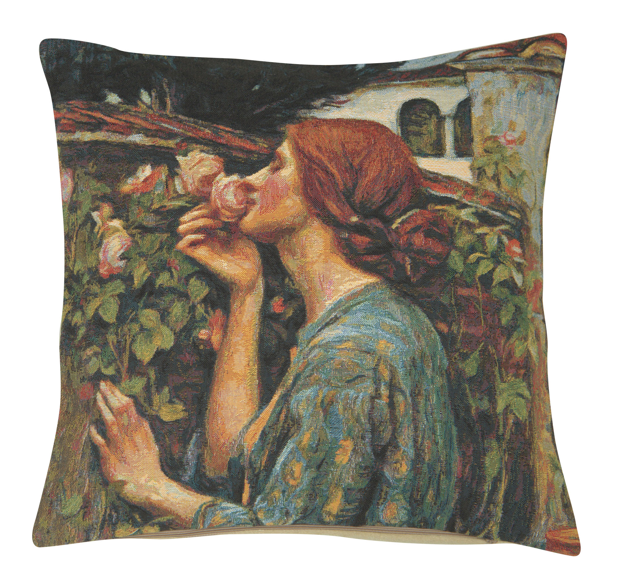 John William Waterhouse Soul of the Rose Tapestry Pillow Cover 18x18 Inch Cotton Jacquard Woven Cushion Cover