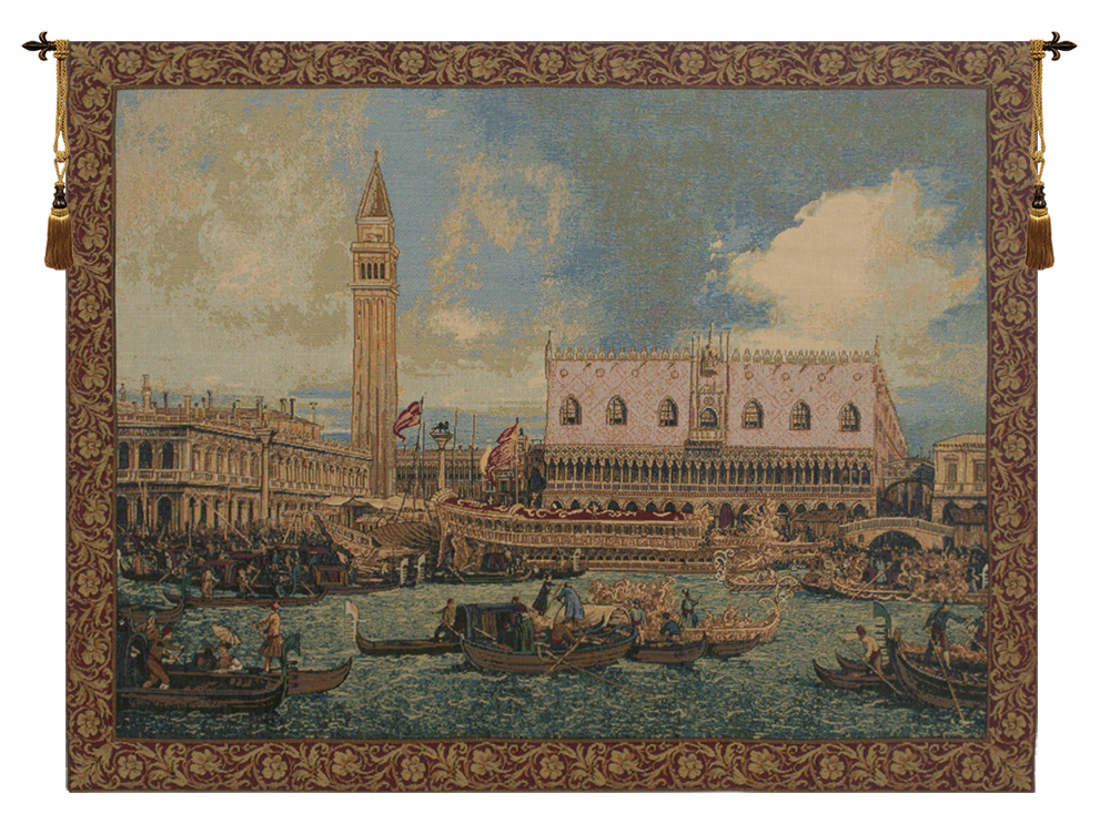 Bucintoro Italian Tapestry Wall Hanging 24x34 Inch Cotton Jacquard Woven Wall Tapestry