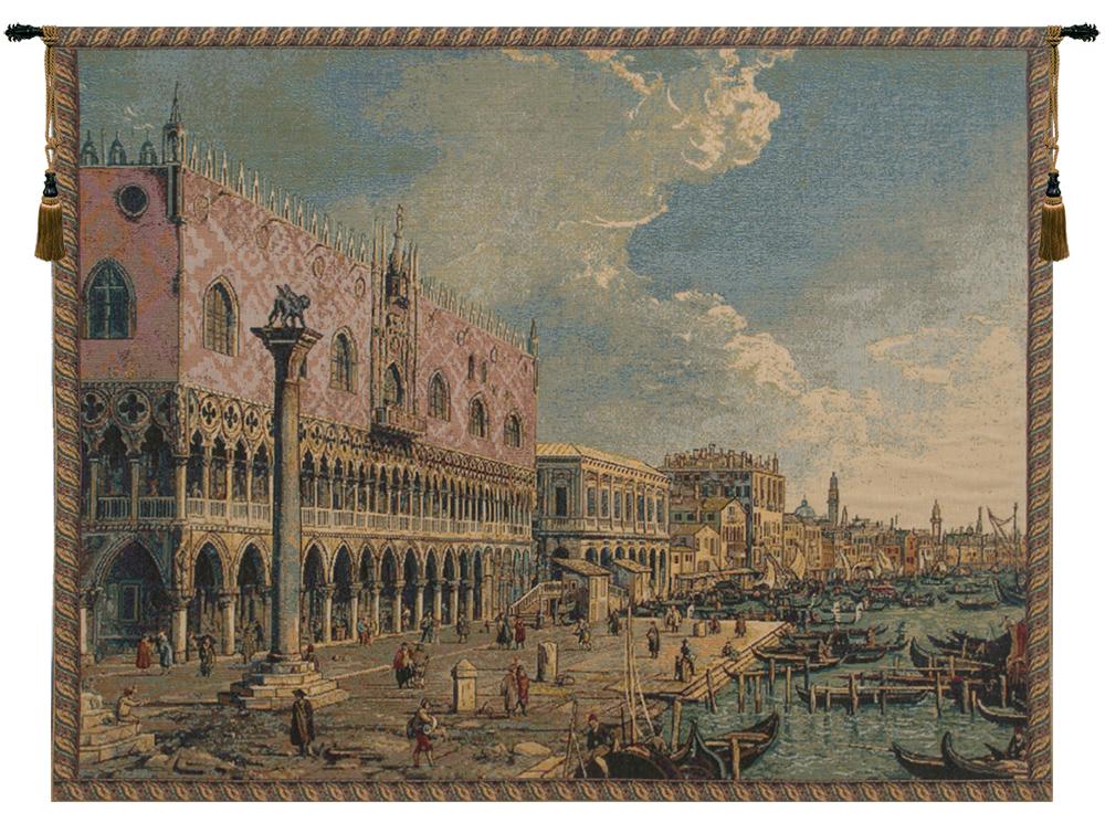 Alberto Passini Riva degli Schiavoni Italian Tapestry Wall Hanging 24x34 Inch Cotton Jacquard Woven Wall Tapestry