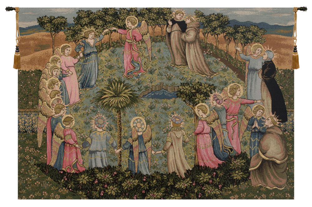 Fra Angelico Roundance of Saints Religious Tapestry Wall Hanging 25 x 36 in Christian Renaissance Jacquard Woven Wall Art