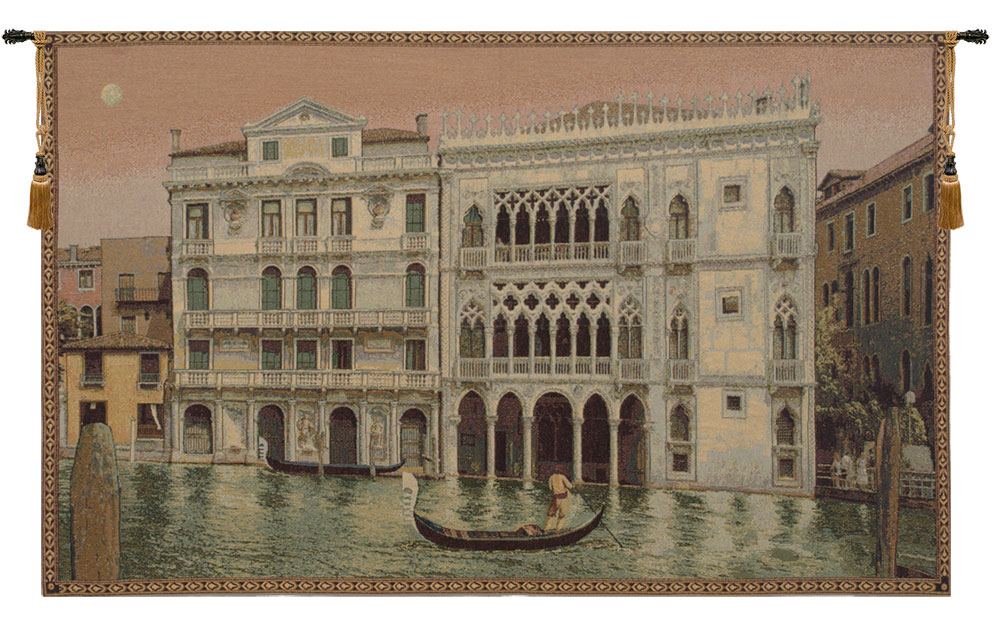Ca' d'Oro Italian Tapestry Wall Hanging 26x42 Inch Cotton Jacquard Woven Wall Tapestry