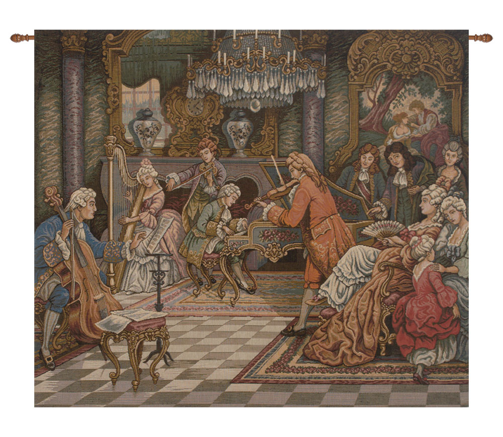 Francois Boucher Concerto Piccolo Tapestry Wall Hanging 27 x 31 in Rococo Music Scene Jacquard Woven Wall Art