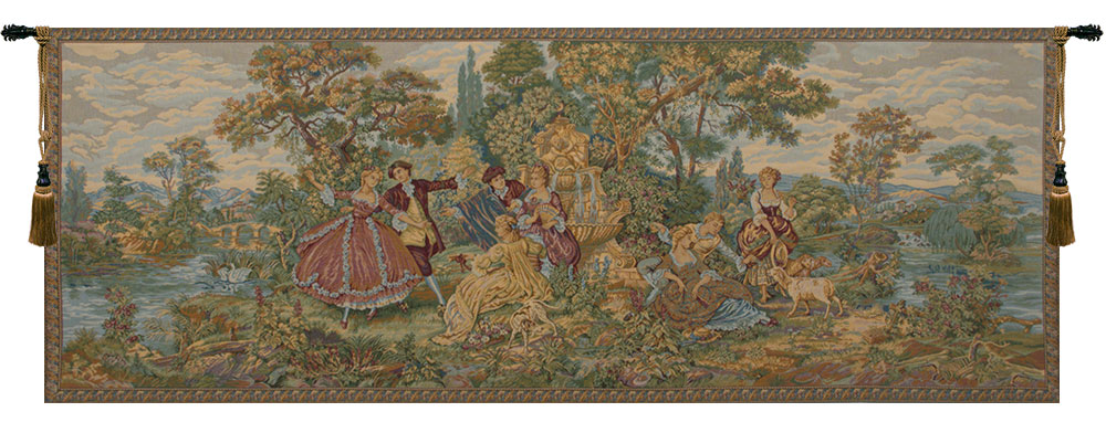 Francois Boucher Scena Tapestry Wall Hanging 26 x 72 in French Rococo Pastoral Jacquard Woven Wall Art
