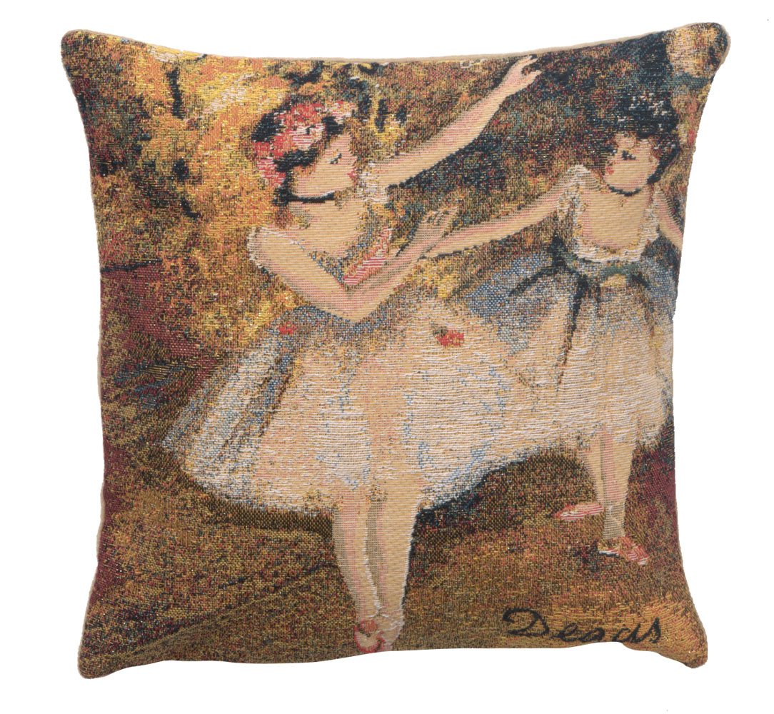 Edgar Degas Deux Danseuses Small Tapestry Pillow Cover 14x14 Inch Cotton Jacquard Woven Cushion Cover