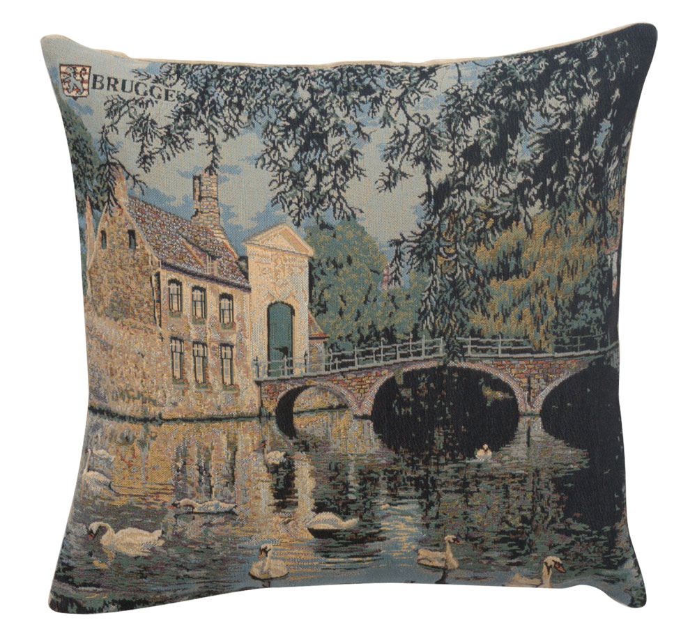 Vintage Beuguinage Tapestry Pillow Cover 18x18 Inch Cotton Jacquard Woven Cushion Cover