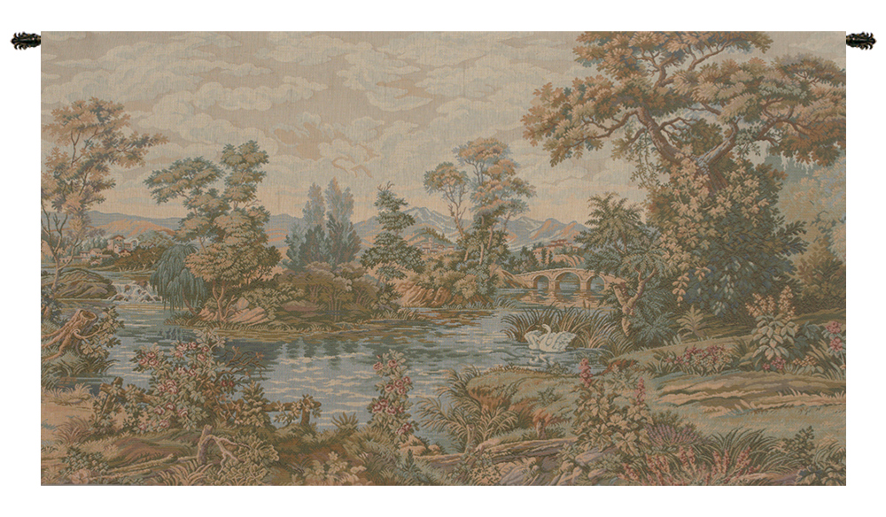 Swan in the Lake Landscape Tapestry Wall Hanging 18 x 32 in Romantic Swan Nature Jacquard Woven Wall Art