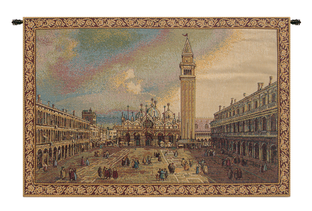 San Marco Decorative Tapestry Wall Hanging 13 x 20 in Venice Italy Piazza Cityscape Jacquard Woven Wall Art