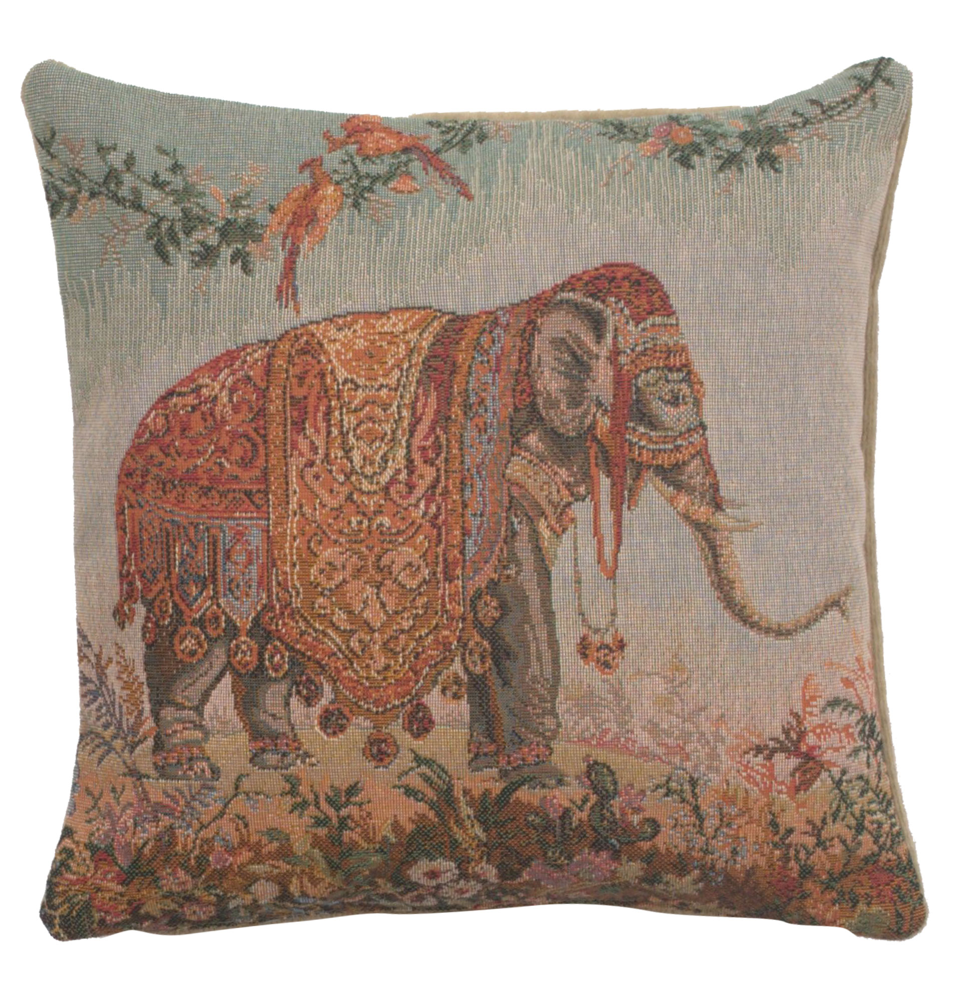 Jean Baptiste Huet Elephant I Small Tapestry Pillow Cover 14x14 Inch Cotton Jacquard Woven Cushion Cover