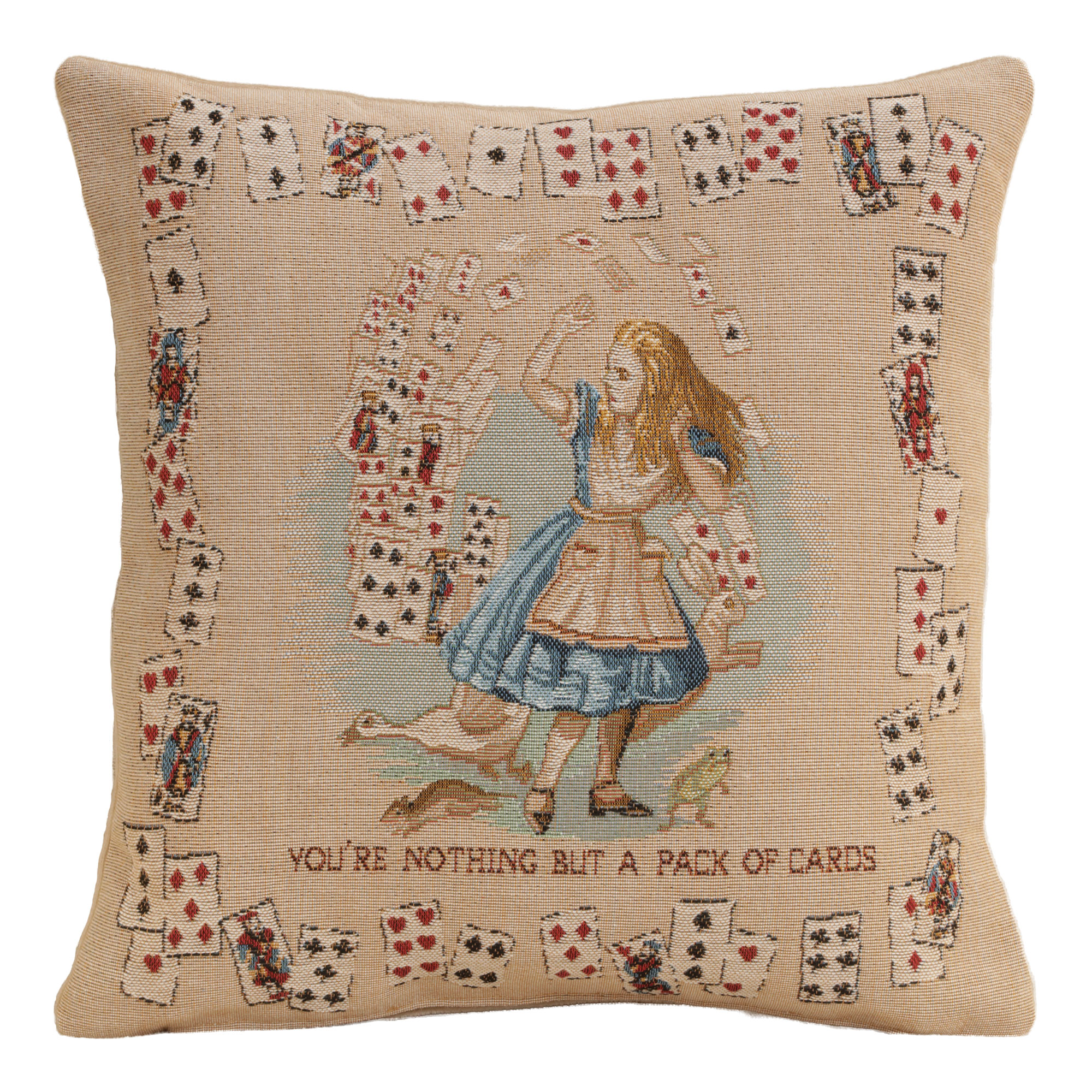 John Tenniel The Pack of Cards Tapestry Pillow Cover 14x14 Inch Cotton Jacquard Woven Cushion Cover