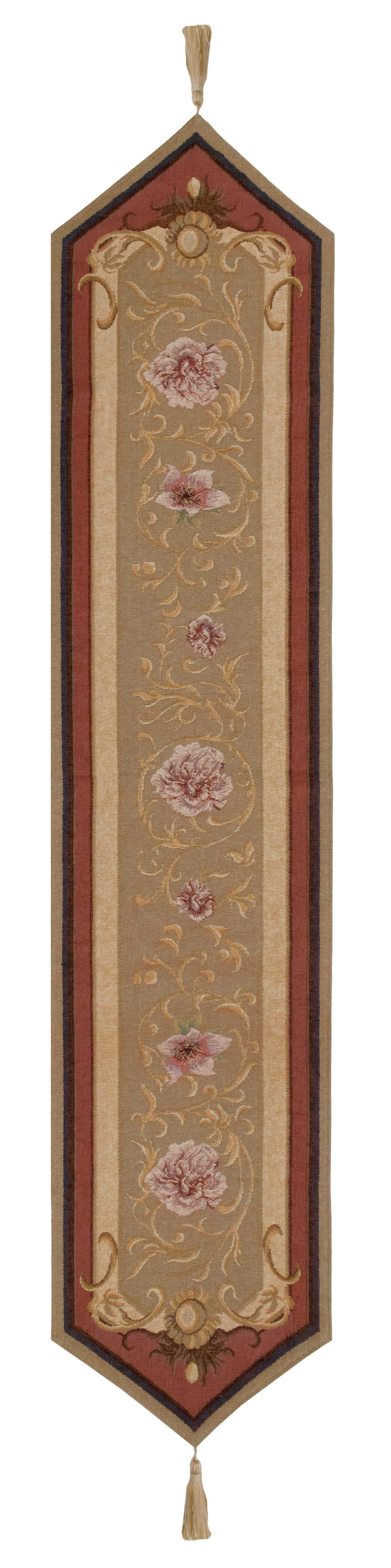 Josephine Light Large French Jacquard Woven Table Runner 70x14 Inch Floral Dining Decor