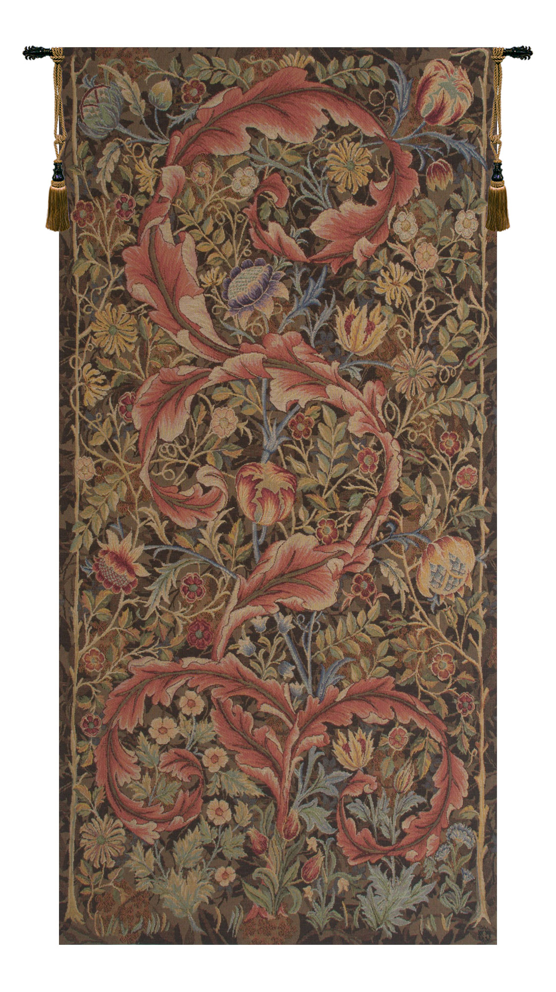 William Morris Acanthe Brown Medium Tapestry Wall Hanging 58 x 28 in