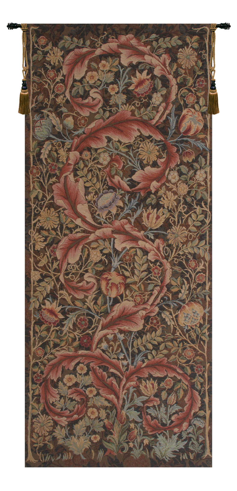 William Morris Acanthe Brown Large Tapestry Wall Hanging 70 x 29 in