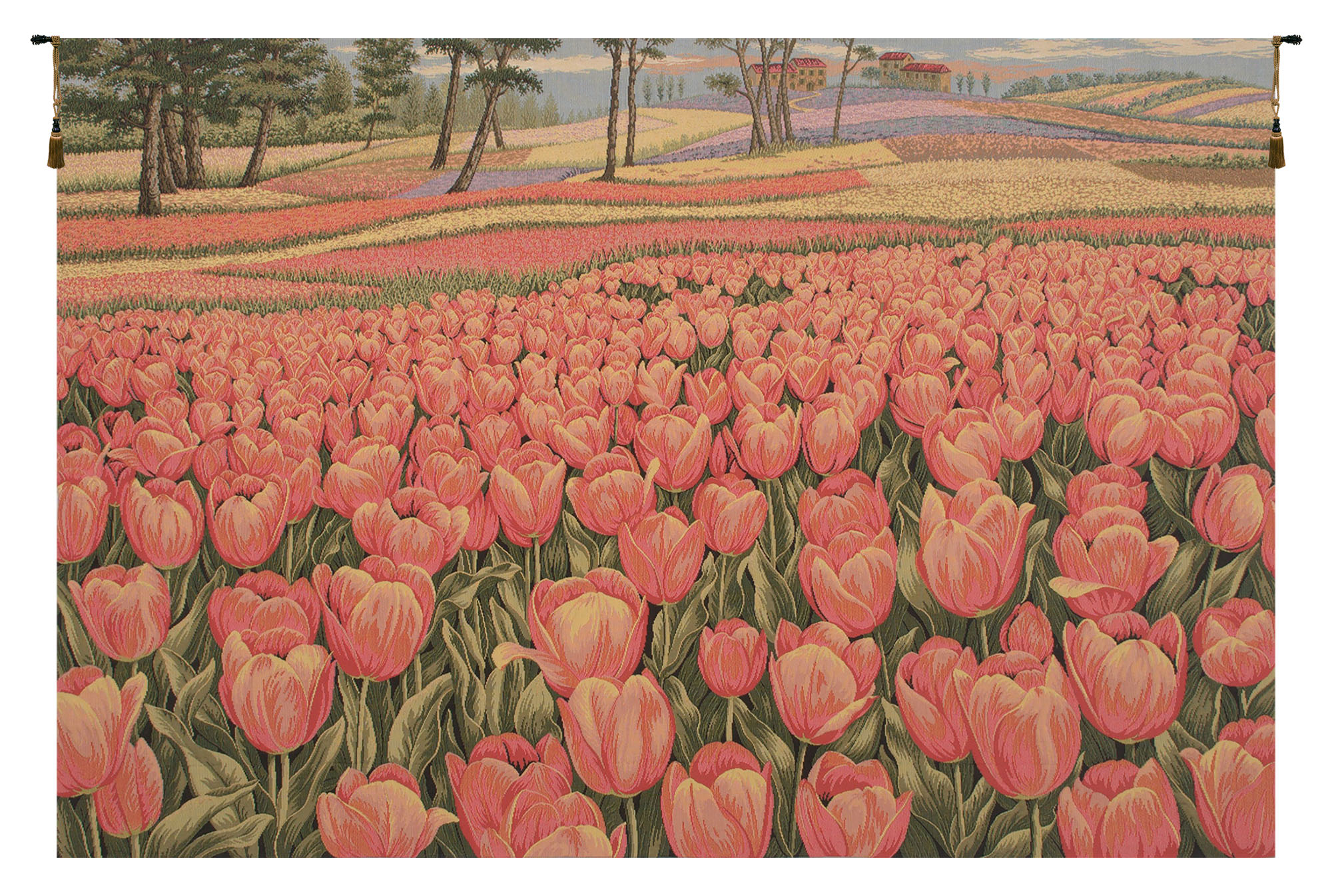 Alberto Passini Tulipani Italian Tapestry Wall Hanging 25x35 Inch Cotton Jacquard Woven Wall Tapestry