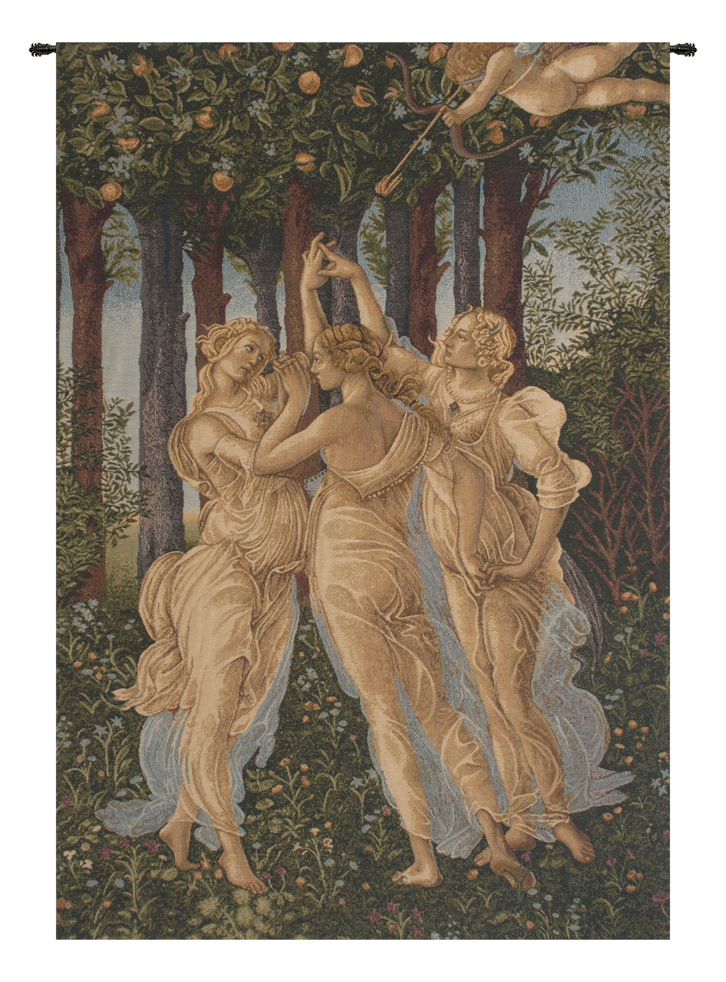 Sandro Botticelli Tre Grazie Vintage Tapestry Wall Hanging 38 x 26 in
