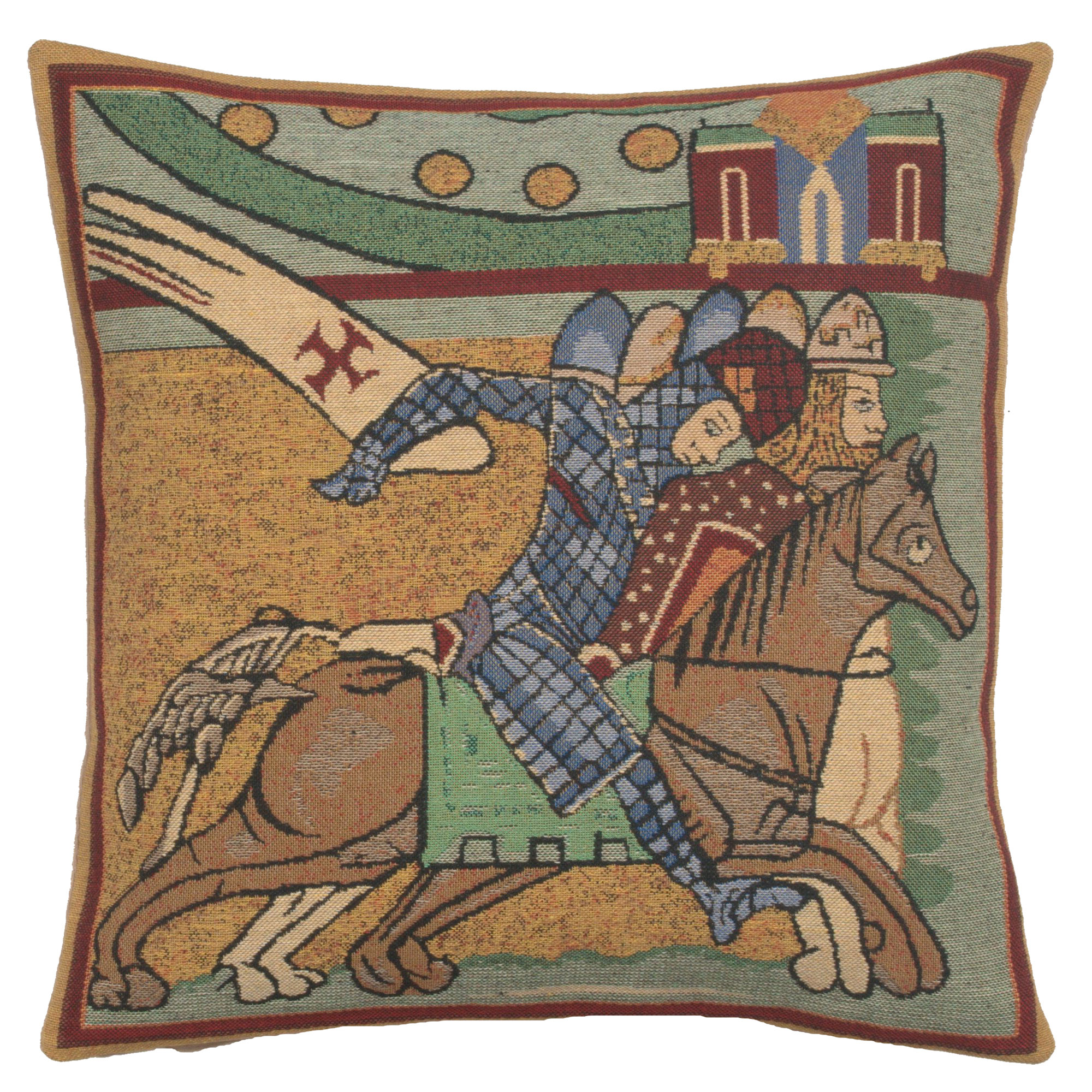 Gregoire II Belgian Tapestry Pillow Cover 16x16 Inch Cotton Viscose Polyester Cushion Cover