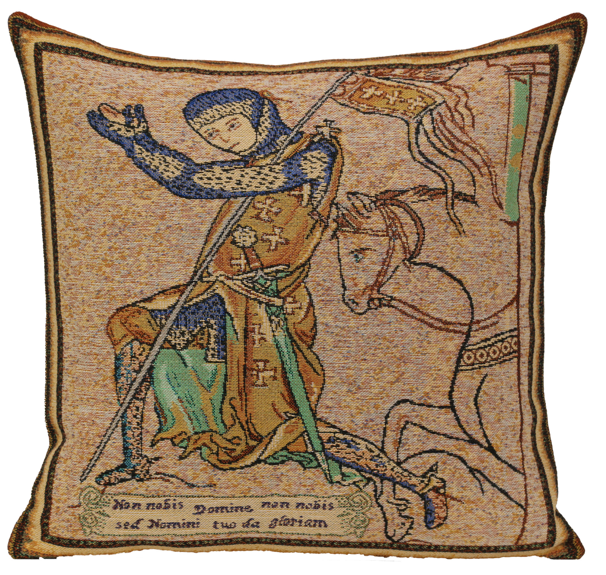 Croise Genoux I Belgian Tapestry Pillow Cover 16x16 Inch Cotton Jacquard Woven Cushion Cover