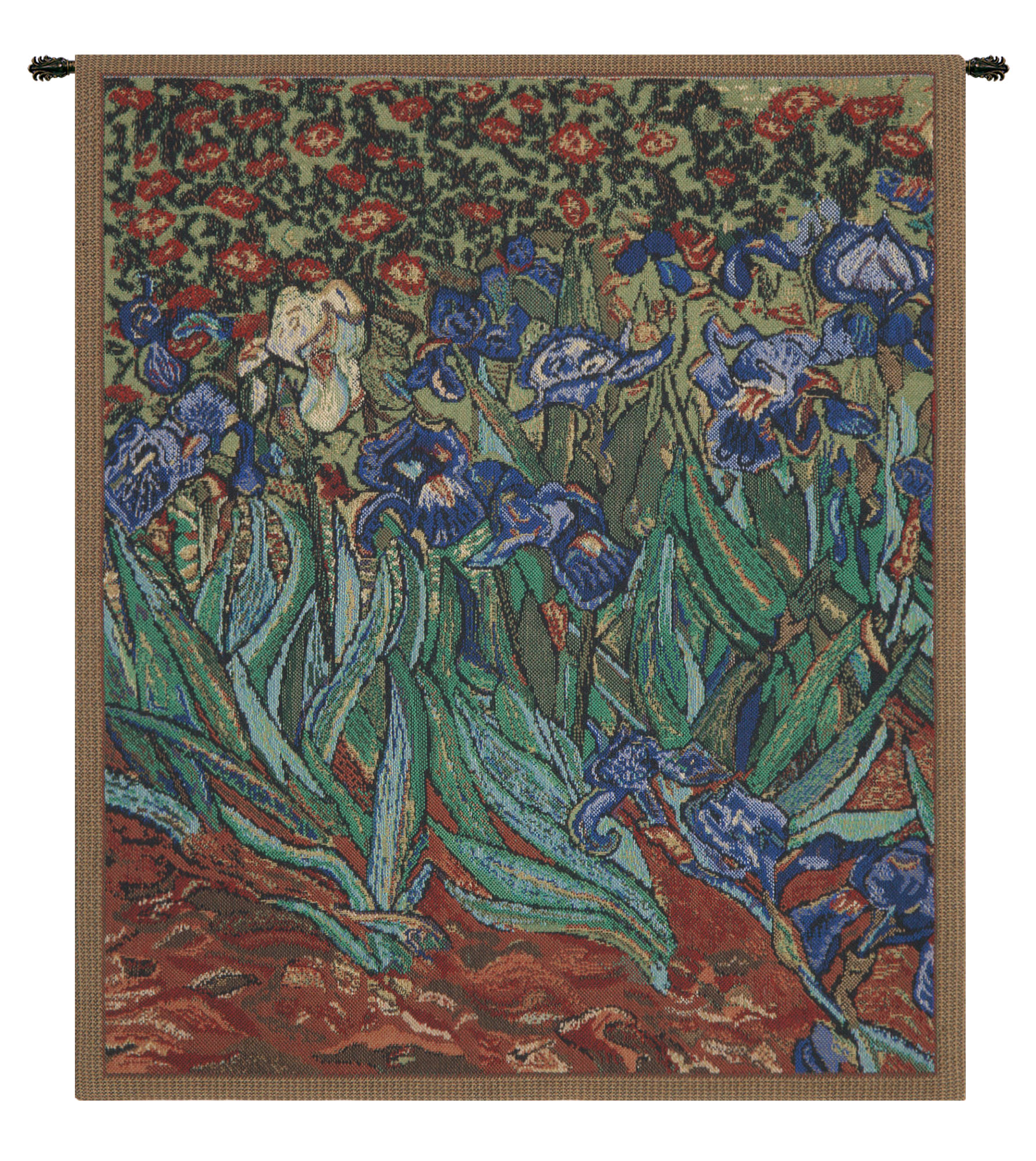 Vincent van Gogh Les Iris Mini European Tapestry Wall Hanging 21x18 Inch Cotton Jacquard Woven Wall Tapestry