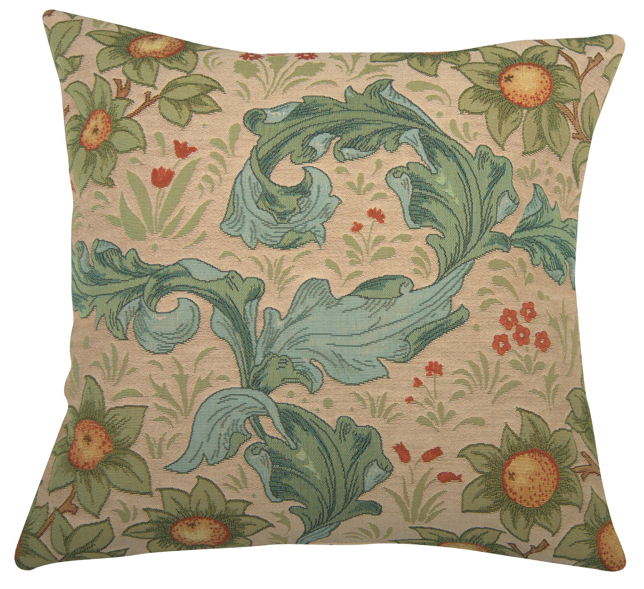 Arabesques with Orange Tree Light French Tapestry Pillow Cover 19x19 inch Jacquard Woven Cushion Cover
