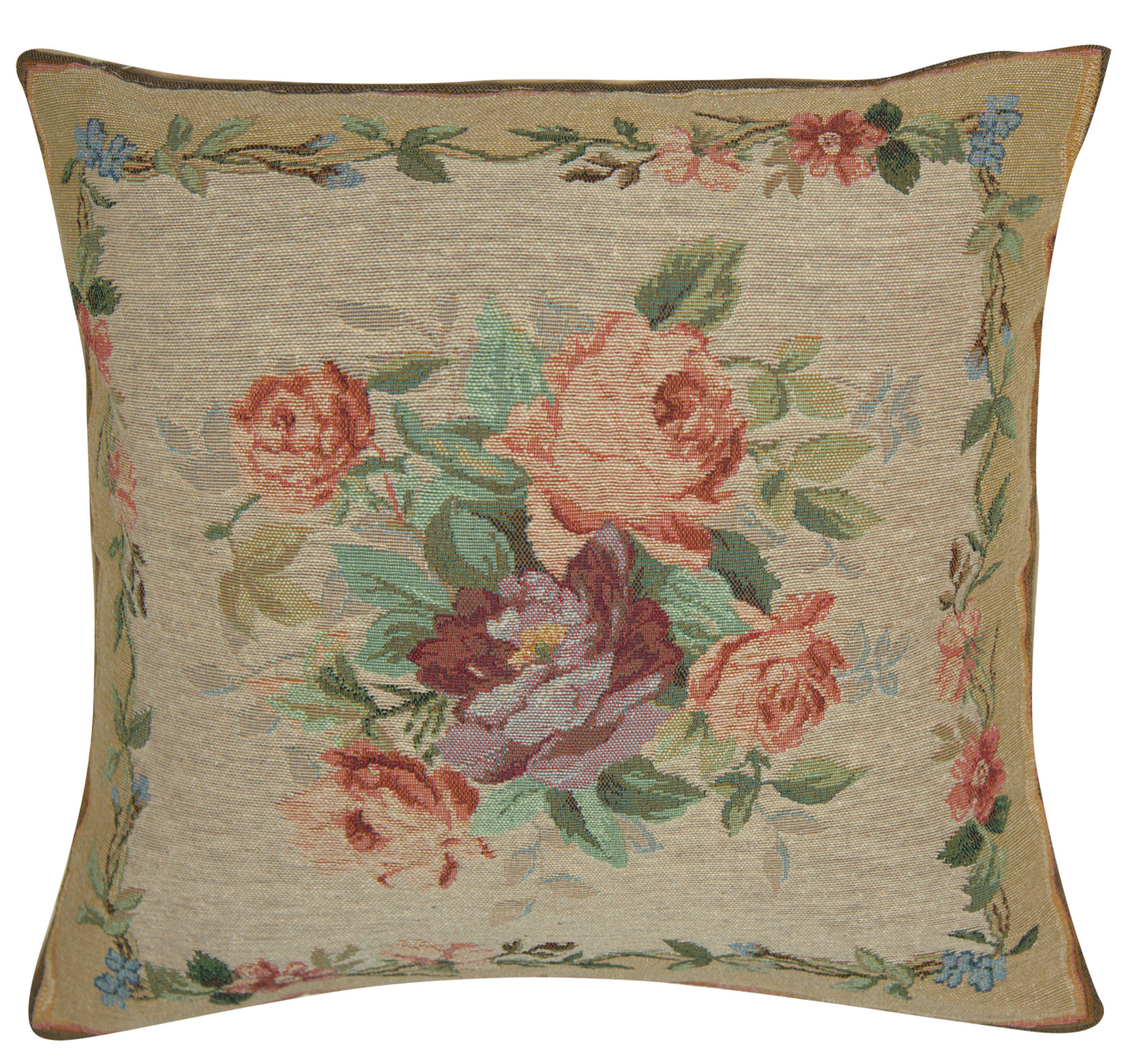 Floral Amboise Medallion Tapestry Pillow Cover 19x19 Inch Cotton Jacquard Woven Cushion Cover