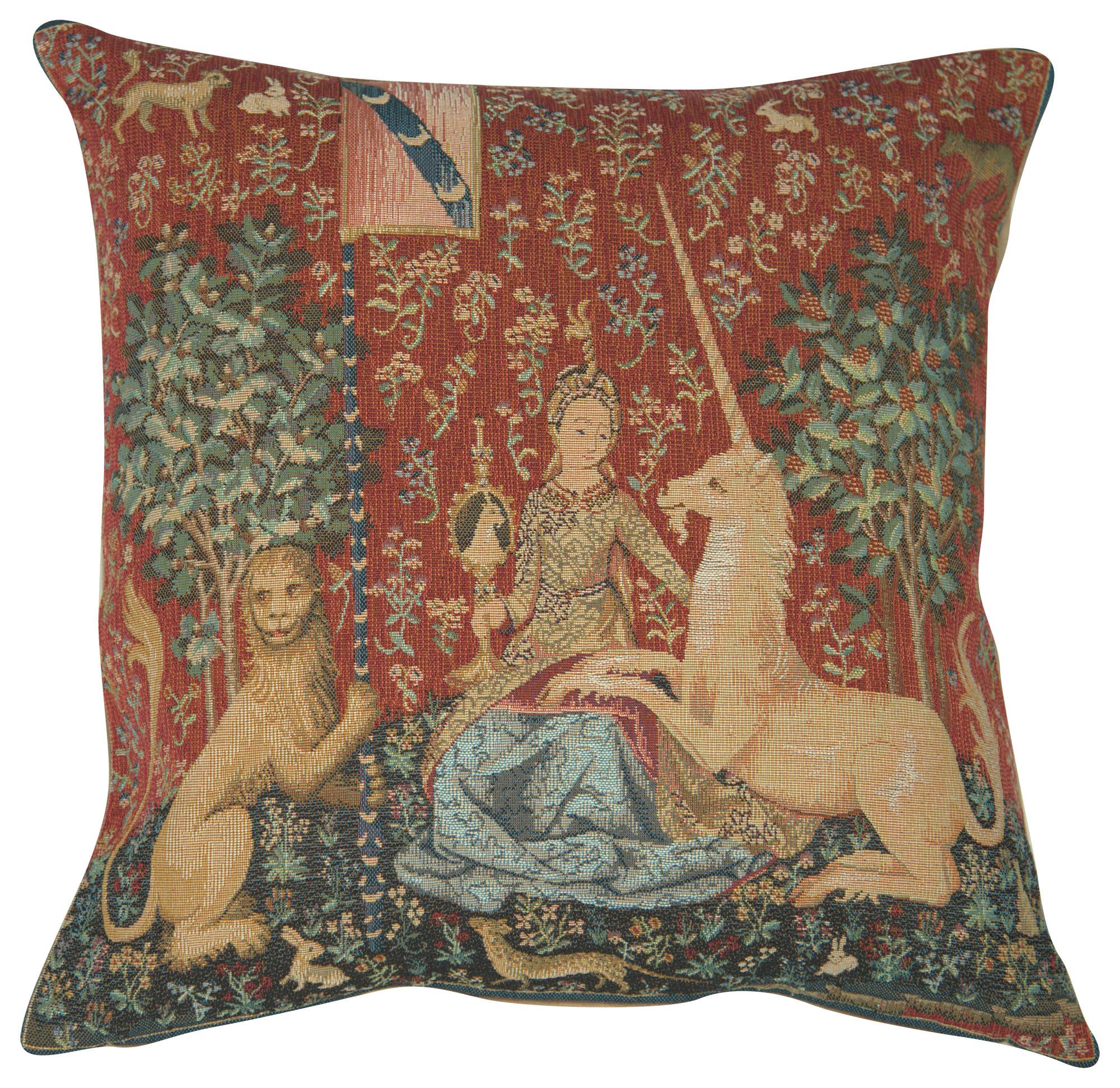 Medieval The Sight Large Tapestry Pillow Cover 19x19 Inch Cotton Jacquard Woven Cushion Cover