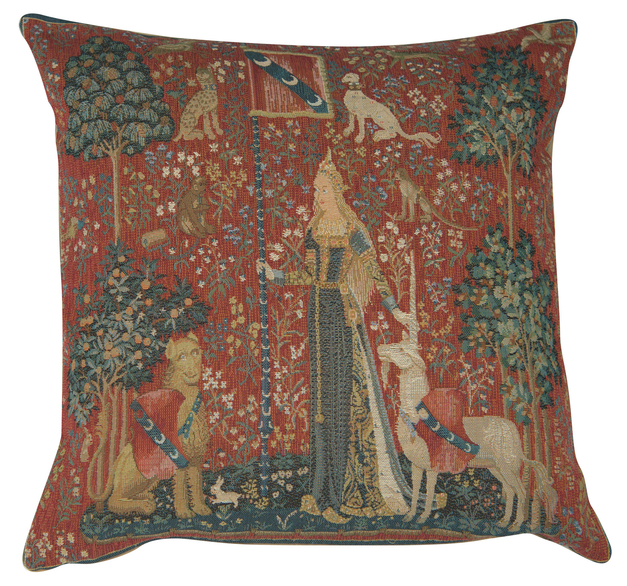 Medieval The Touch Large Tapestry Pillow Cover 19x19 Inch Cotton Jacquard Woven Cushion Cover