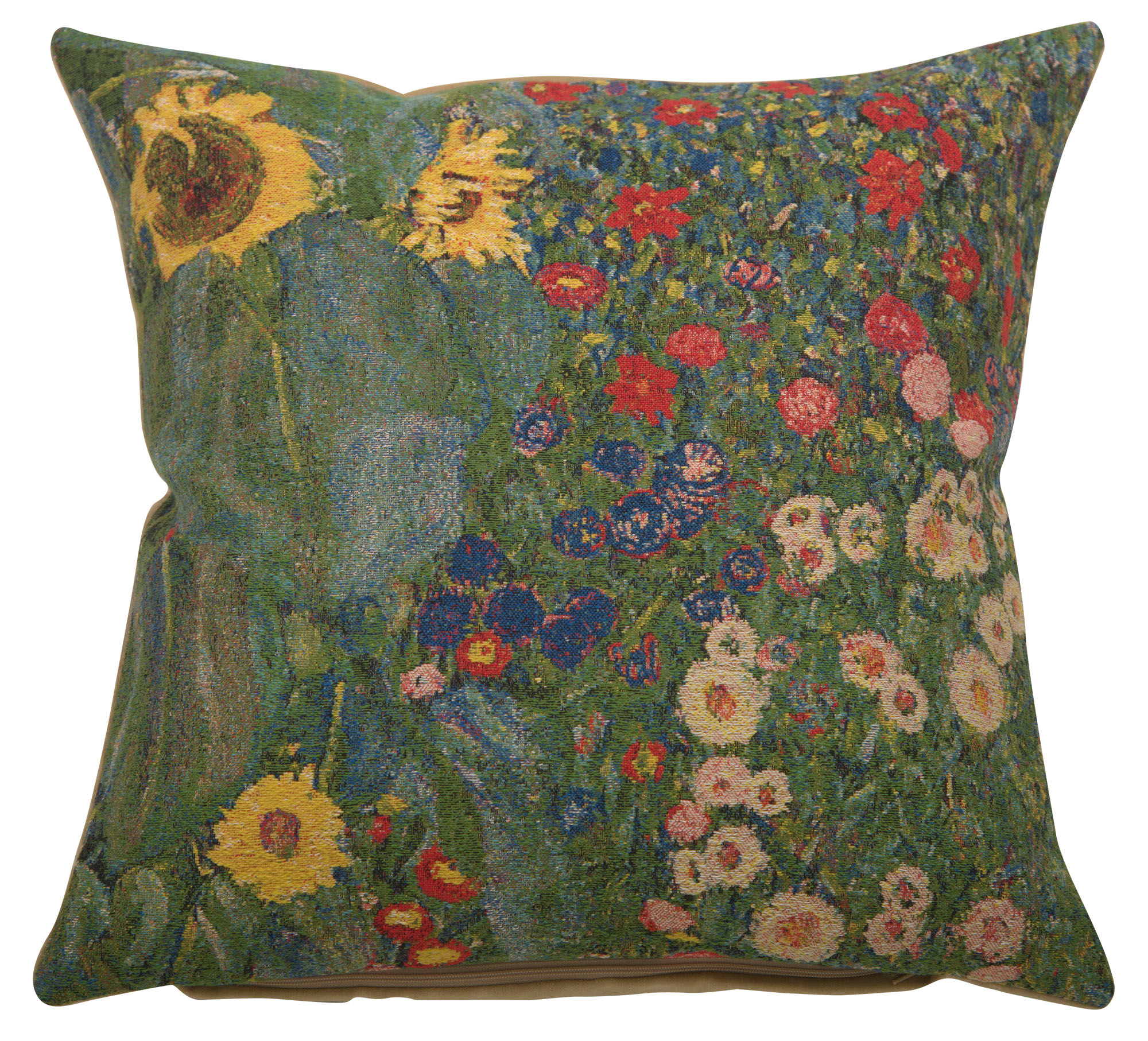 Gustav Klimt Country Garden Tapestry Pillow Cover 18x18 Inch Cotton Jacquard Woven Cushion Cover