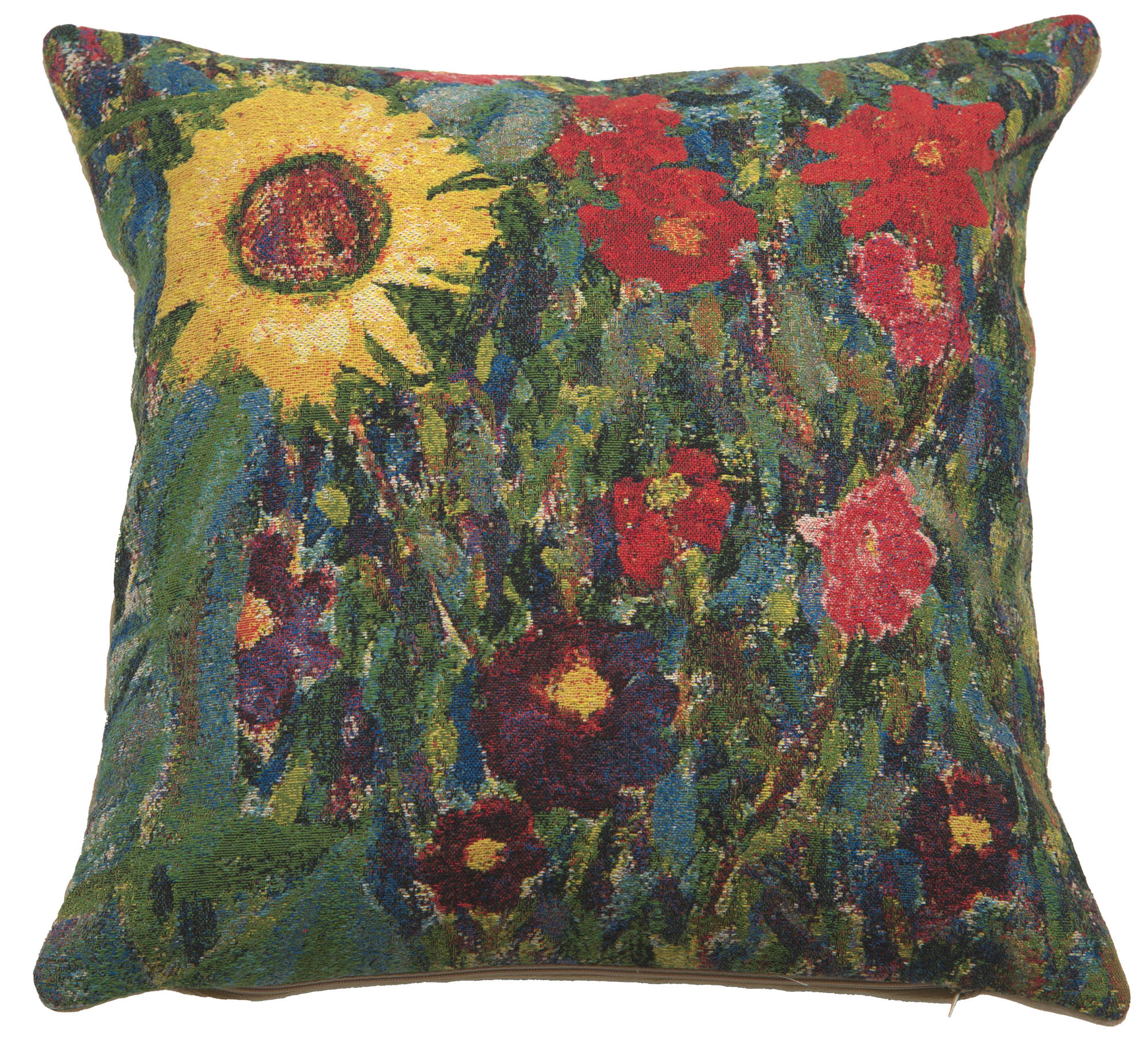 Gustav Klimt Country Garden B Tapestry Pillow Cover 18x18 Inch Cotton Jacquard Woven Cushion Cover