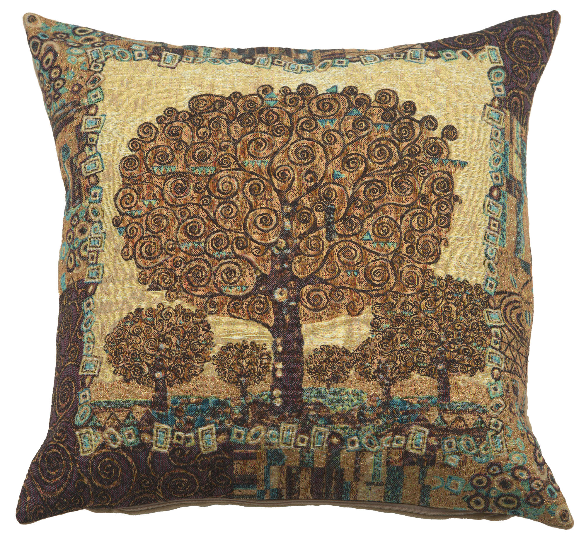 Gustav Klimt Tree of Life A Tapestry Pillow Cover 18x18 Inch Cotton Jacquard Woven Cushion Cover