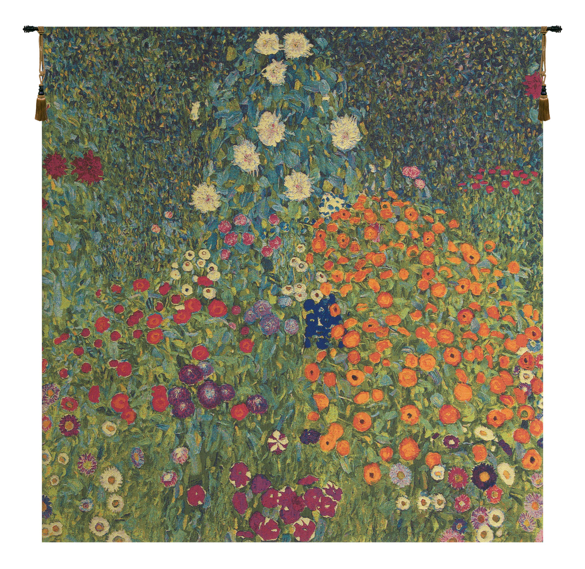 Gustav Klimt Flower Garden III Vintage Tapestry Wall Hanging 27 x 27 in