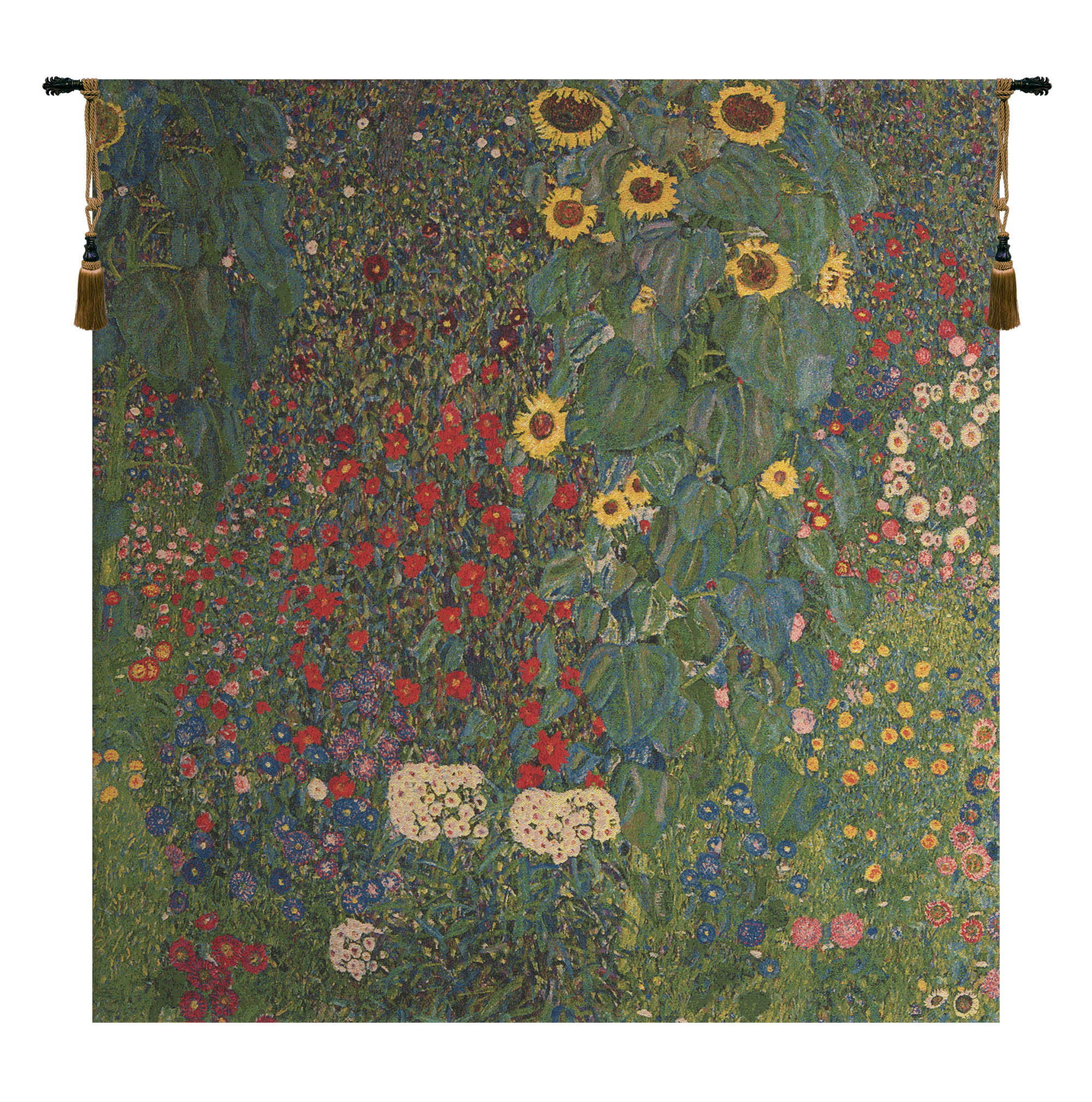 Gustav Klimt Country Garden III Vintage Tapestry Wall Hanging 29 x 27 in