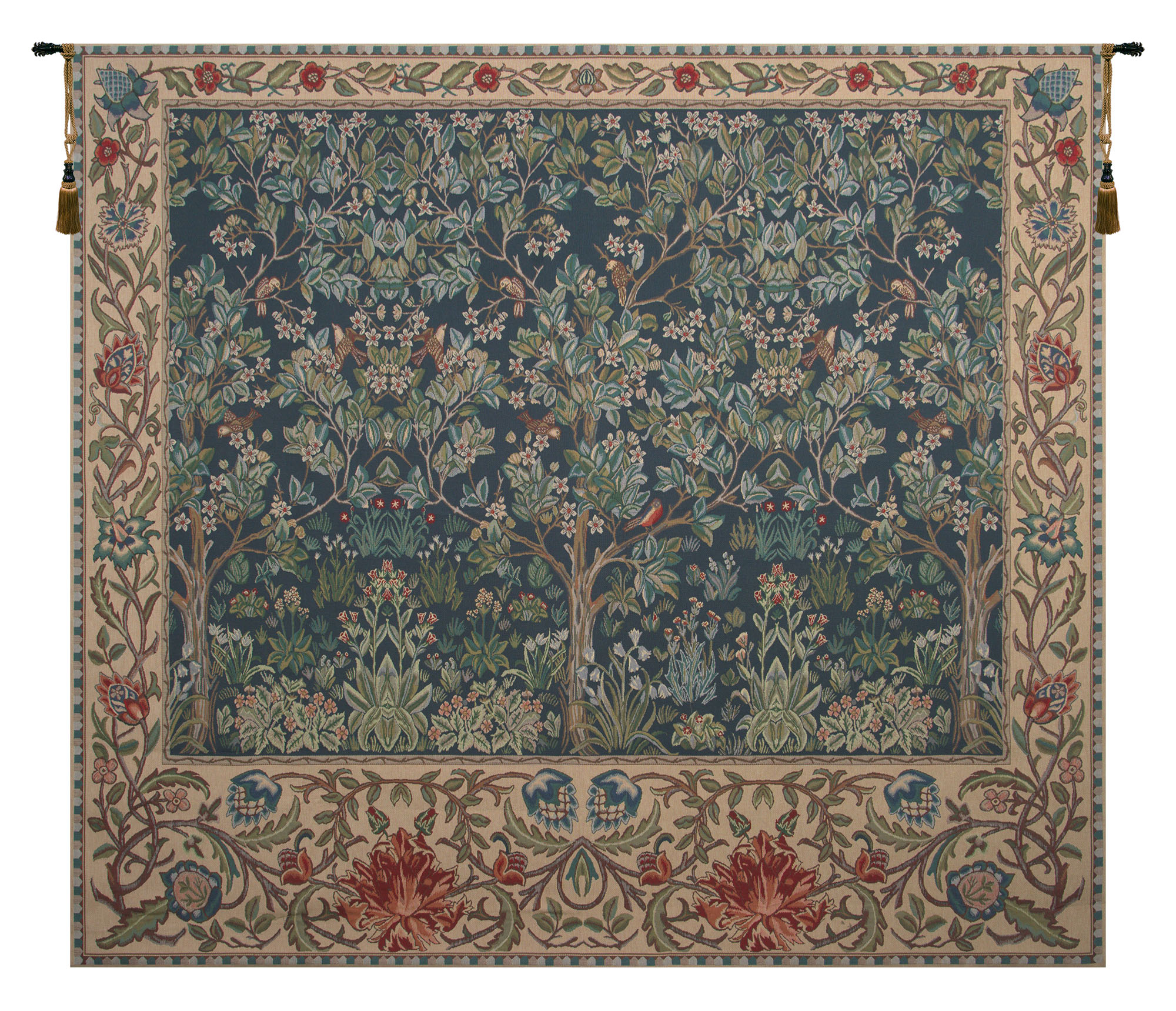 William Morris The Tree of Life Forest Tapestry Wall Hanging 68 x 81 in